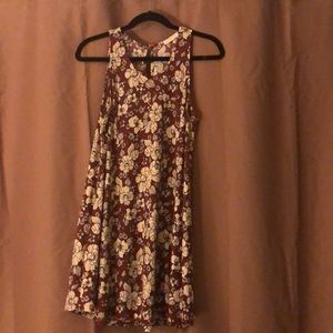 Floral mini dress.  Rust and tan